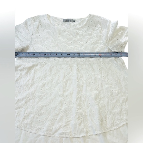 MISSLOOK Short Sleeve Blouse, Lightweight, and Relaxed Fit, Solid White, Size XL - Picture 4 of 5